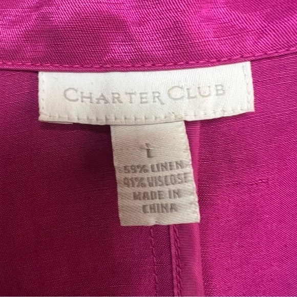 Charter Club Womens Blazer Full Zip Linen Viscose Sz L Pink Barbie Cruise Office - Picture 5 of 9